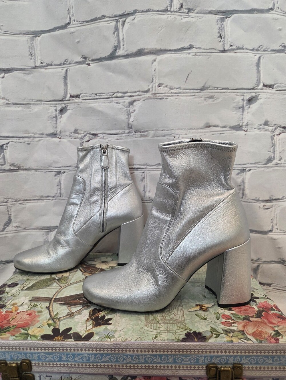 Prada Silver Sock Boots - Picture 3 of 11